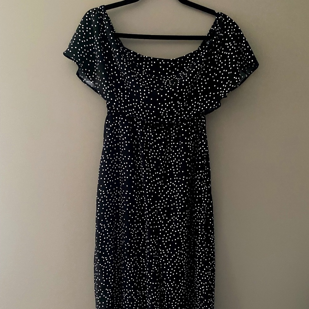 Black and White Polka Dot off the solder jumpsuit